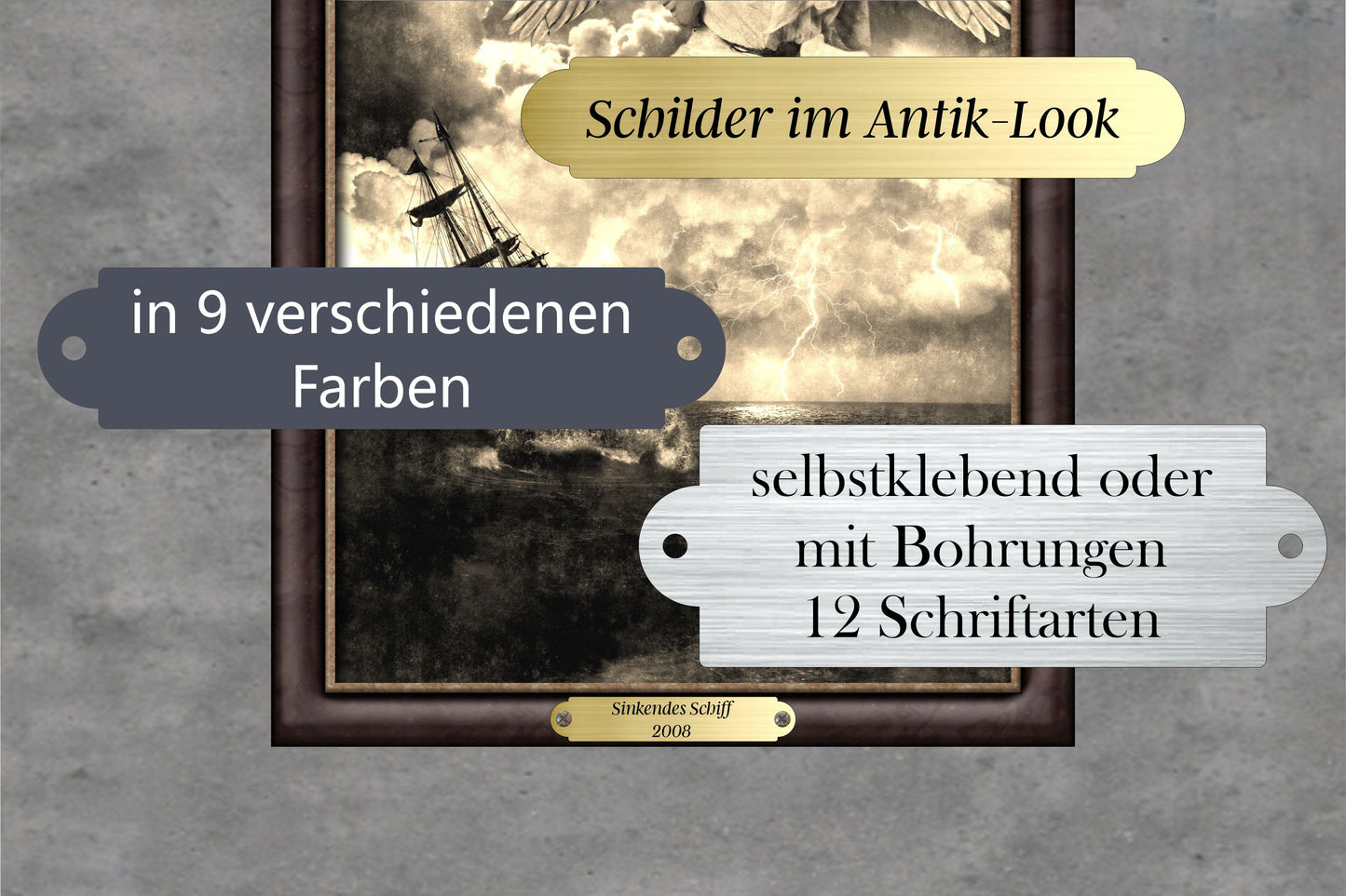 Schild - Antik-Look personalisiert