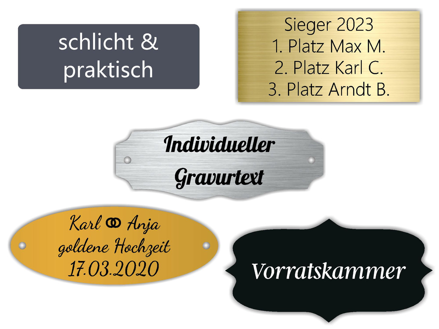 Universelle Namensschilder | Hochwertige und personalisierbare Schilder