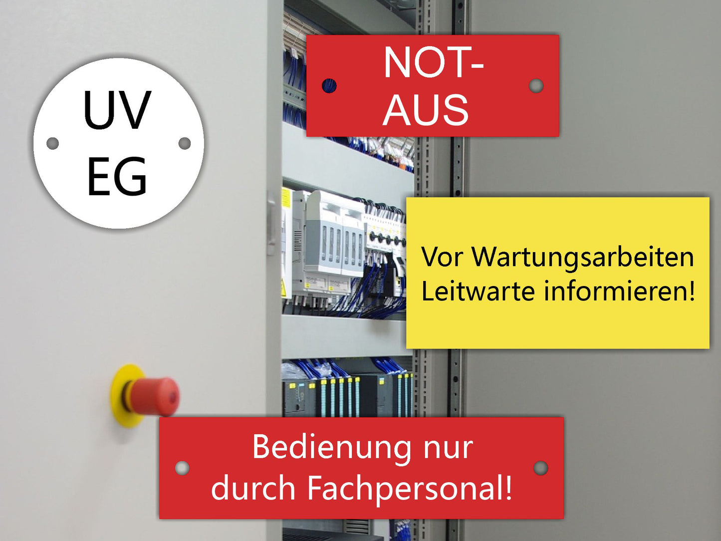 Schilder für Anlagenbeschriftung und Schaltschränke | Professionell und witterungsbeständig