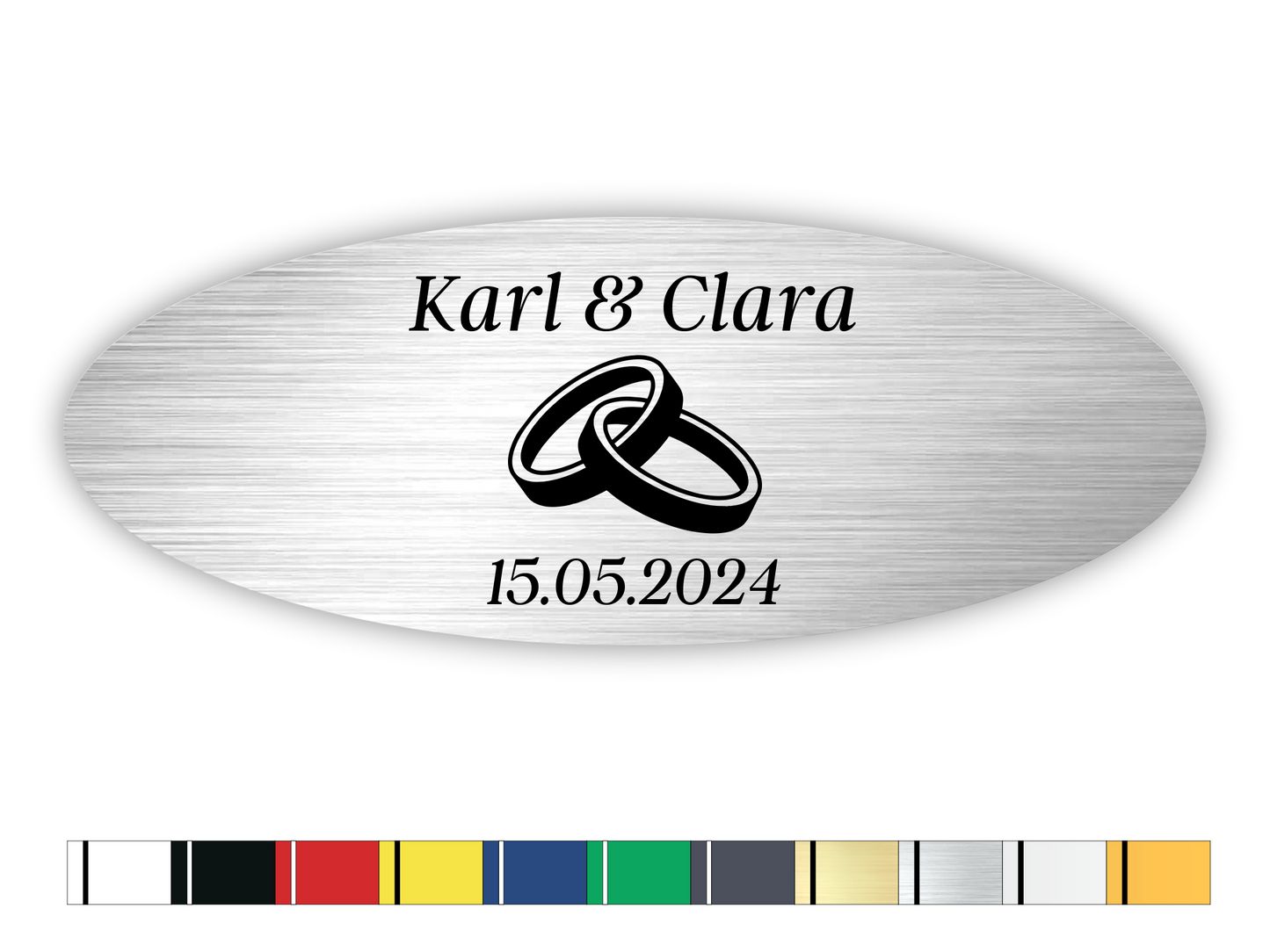 Schild mit Design Eheringe oval 80x30mm