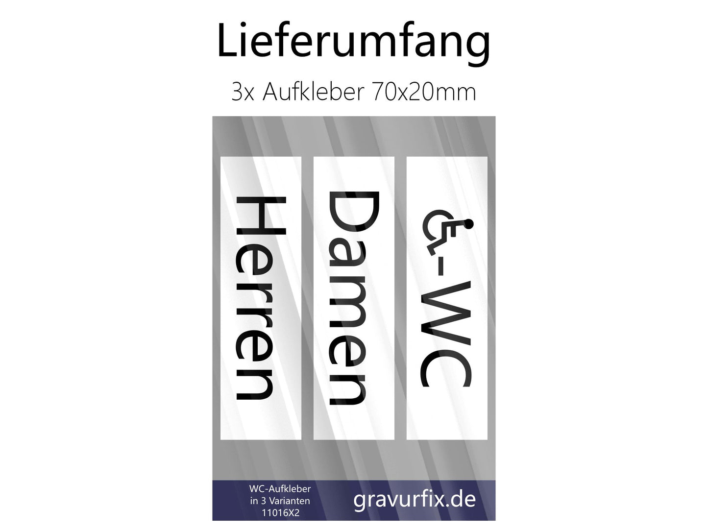 Aufkleber-Set für WC-Türen - 3 teilig (Herren Damen und Behinderten-WC) - weiß