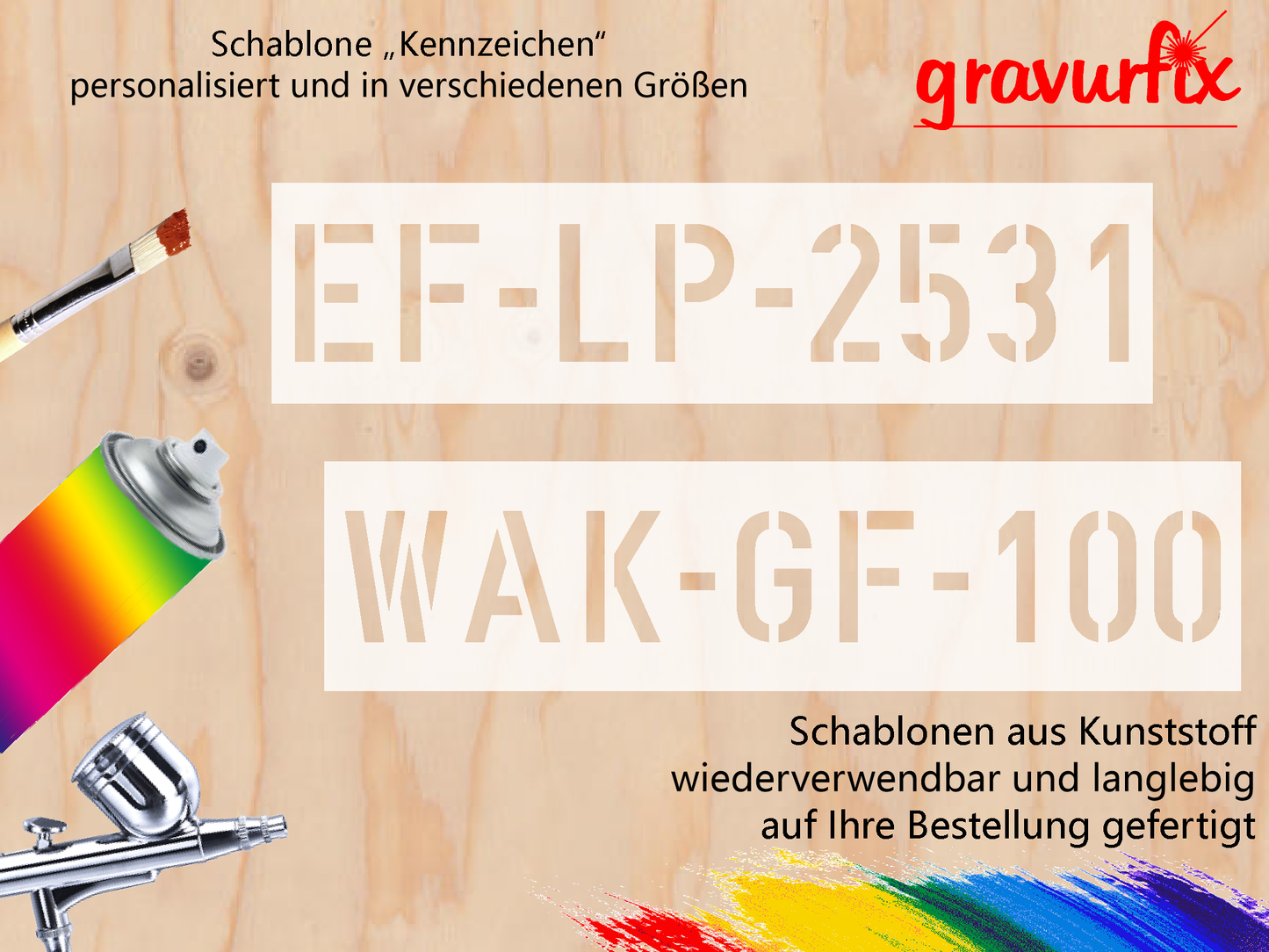 Schablone "Kennzeichen" personalisiert für Parkplätze und Stellplätze
