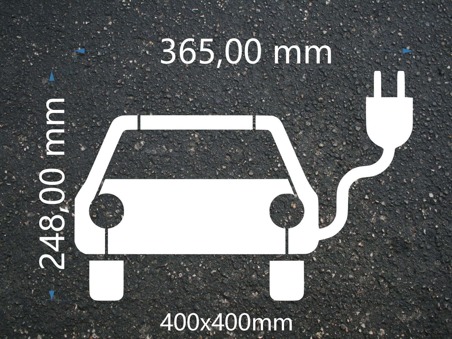 Schablone E-Auto / Elektroauto Parkplatz Ladestation Bodenmarkierung verschiedene Größen