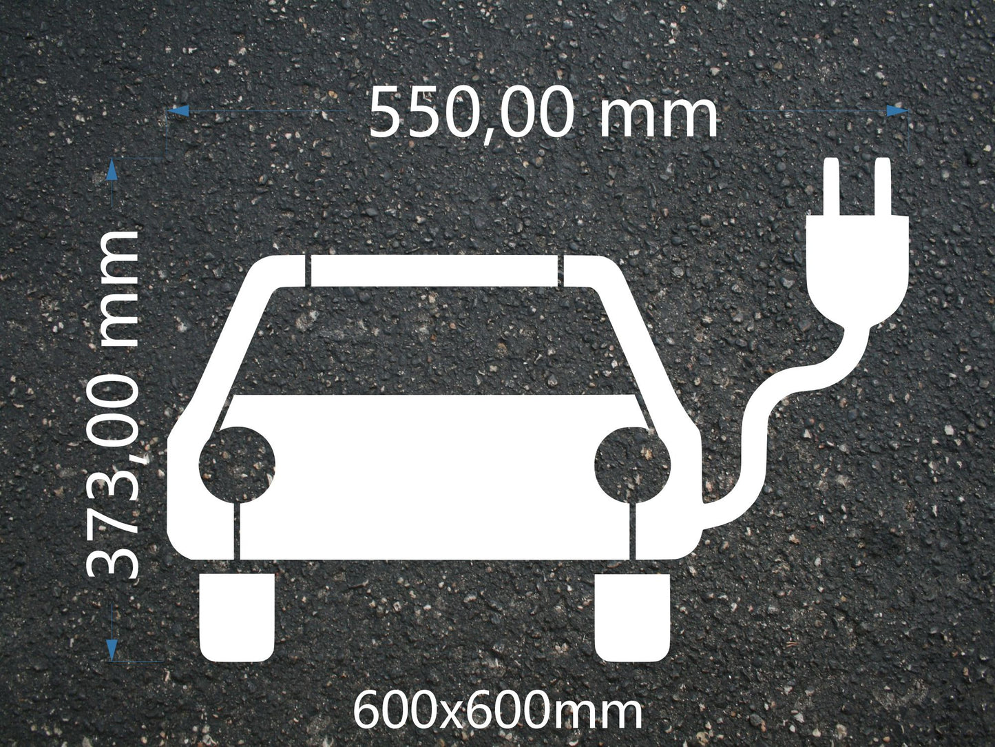 Schablone E-Auto / Elektroauto Parkplatz Ladestation Bodenmarkierung verschiedene Größen