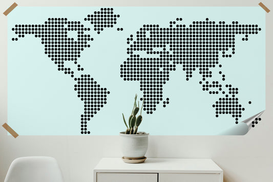 Deko-Schablone für Wände Weltkarte gepunktet Moderne Weltkarte ca. 120x60cm