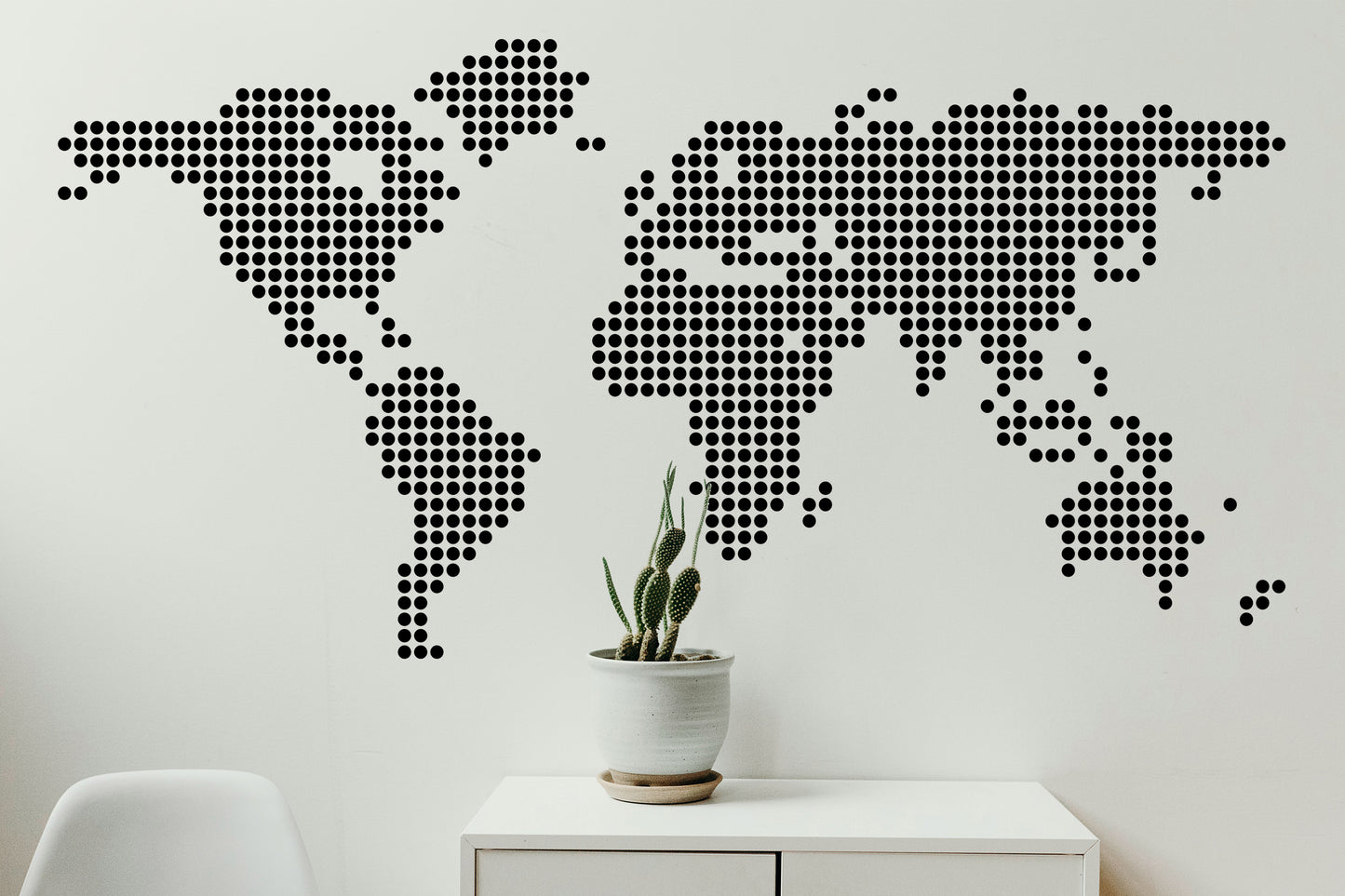 Deko-Schablone für Wände Weltkarte gepunktet Moderne Weltkarte ca. 120x60cm