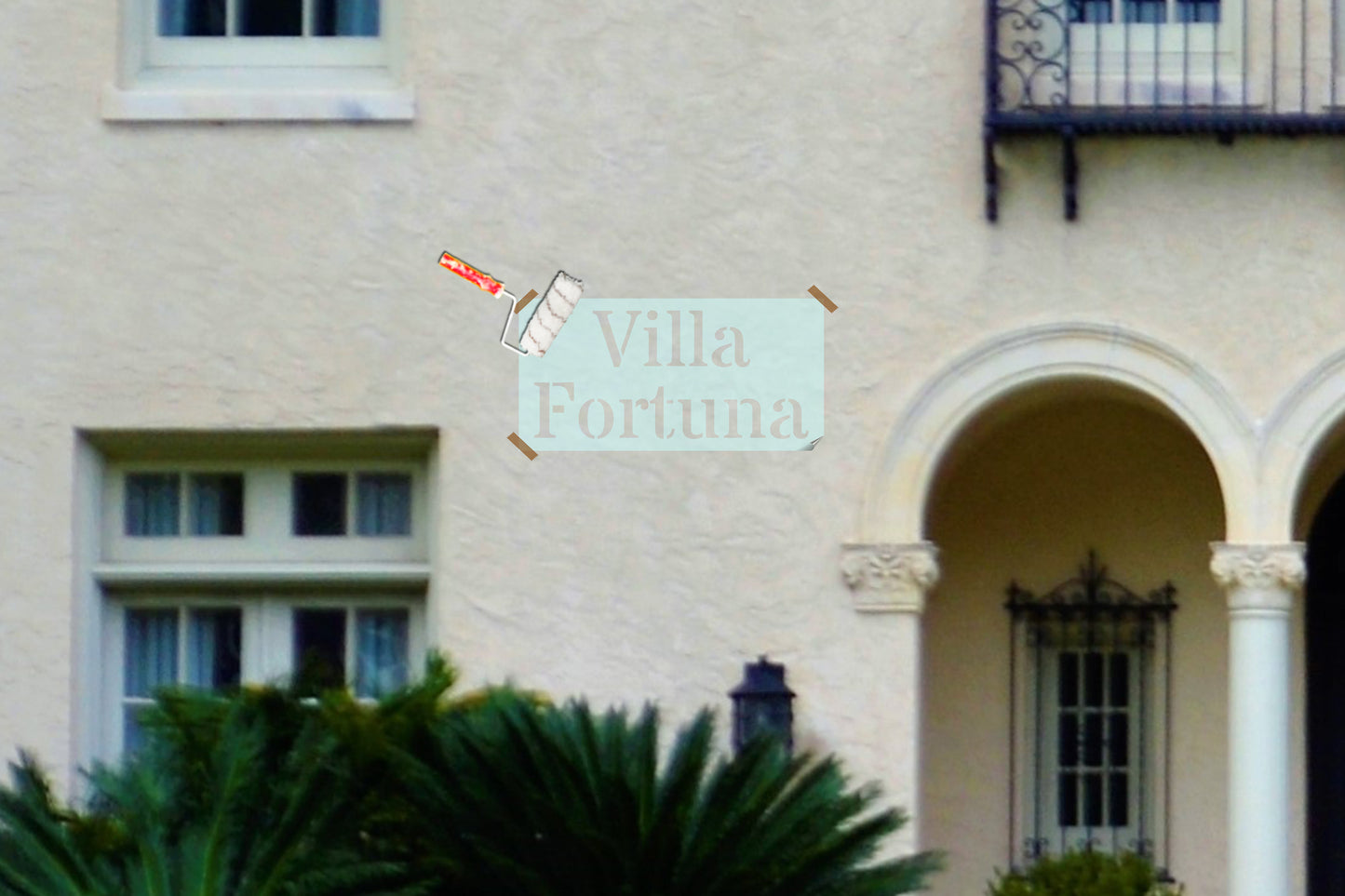 Deko-Schablone für Außenwände Villa Moderne Modern Beschriftung 60x30cm