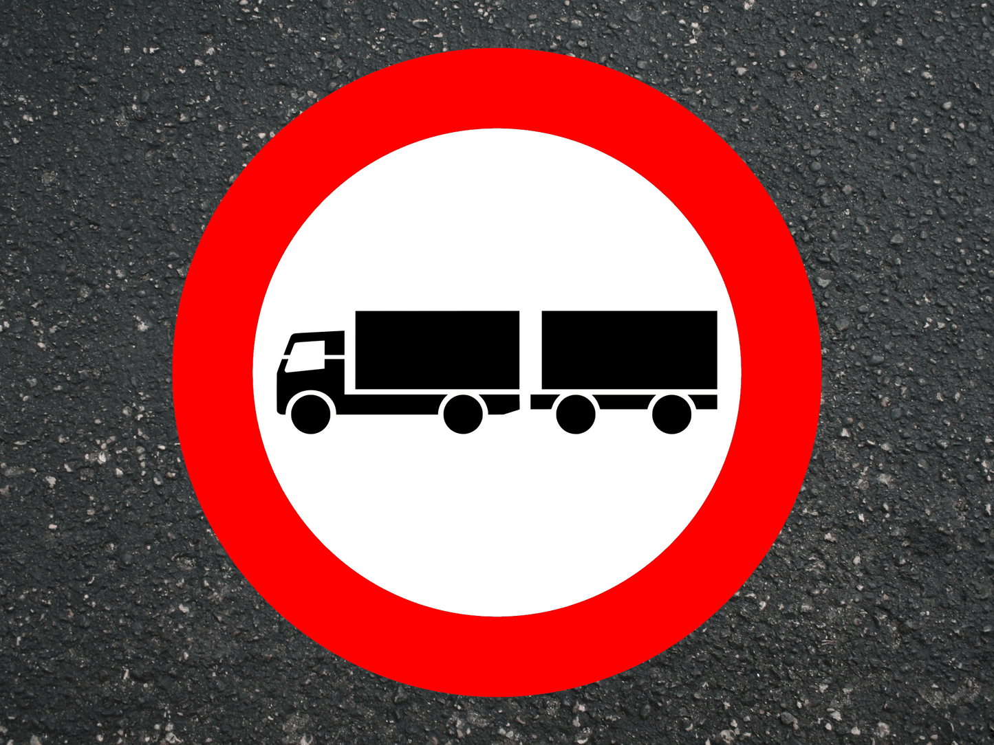 Verbot für LKW mit Anhänger | Schablone ergänzend für Schablonen-System kreisförmig