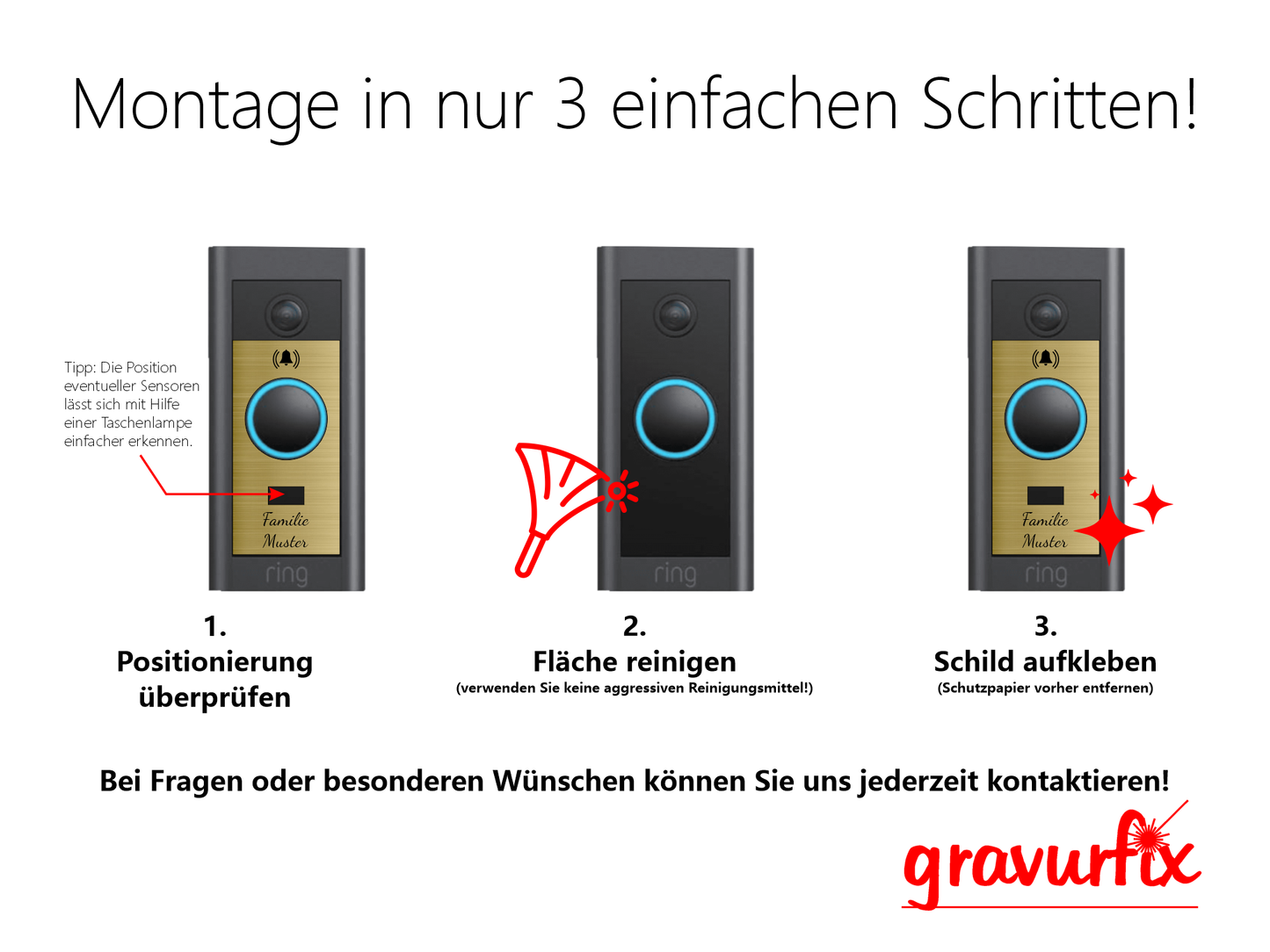 Klingelschild passend für Ring Video Doorbell Wired
