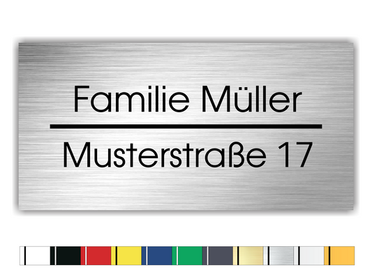 Schild mit Design Trennstrich für Adresse und Name 80x40mm