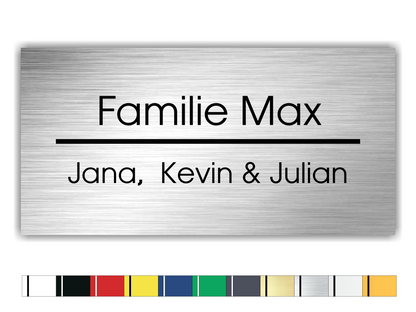 Schild mit Design Trennstrich für Adresse und Name 120x60mm