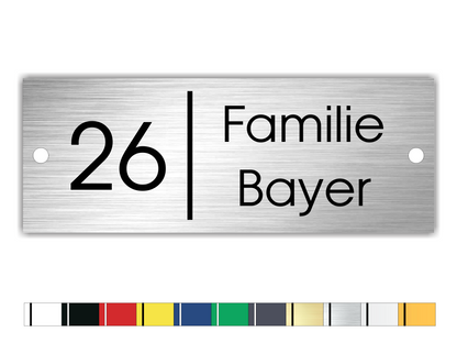 Schild mit Design Hausnummer und Trennstrich 80x30mm