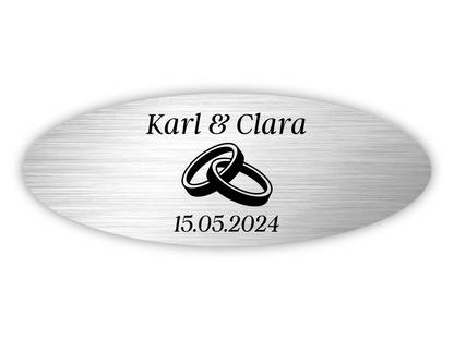 Schild mit Design Eheringe oval 80x30mm