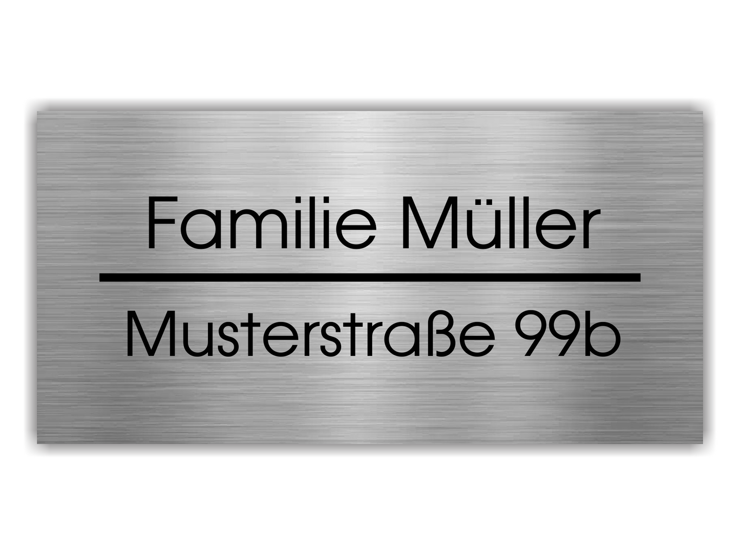 Schild Edelstahl mit Design Trennstrich für Adresse und Name 80x40mm