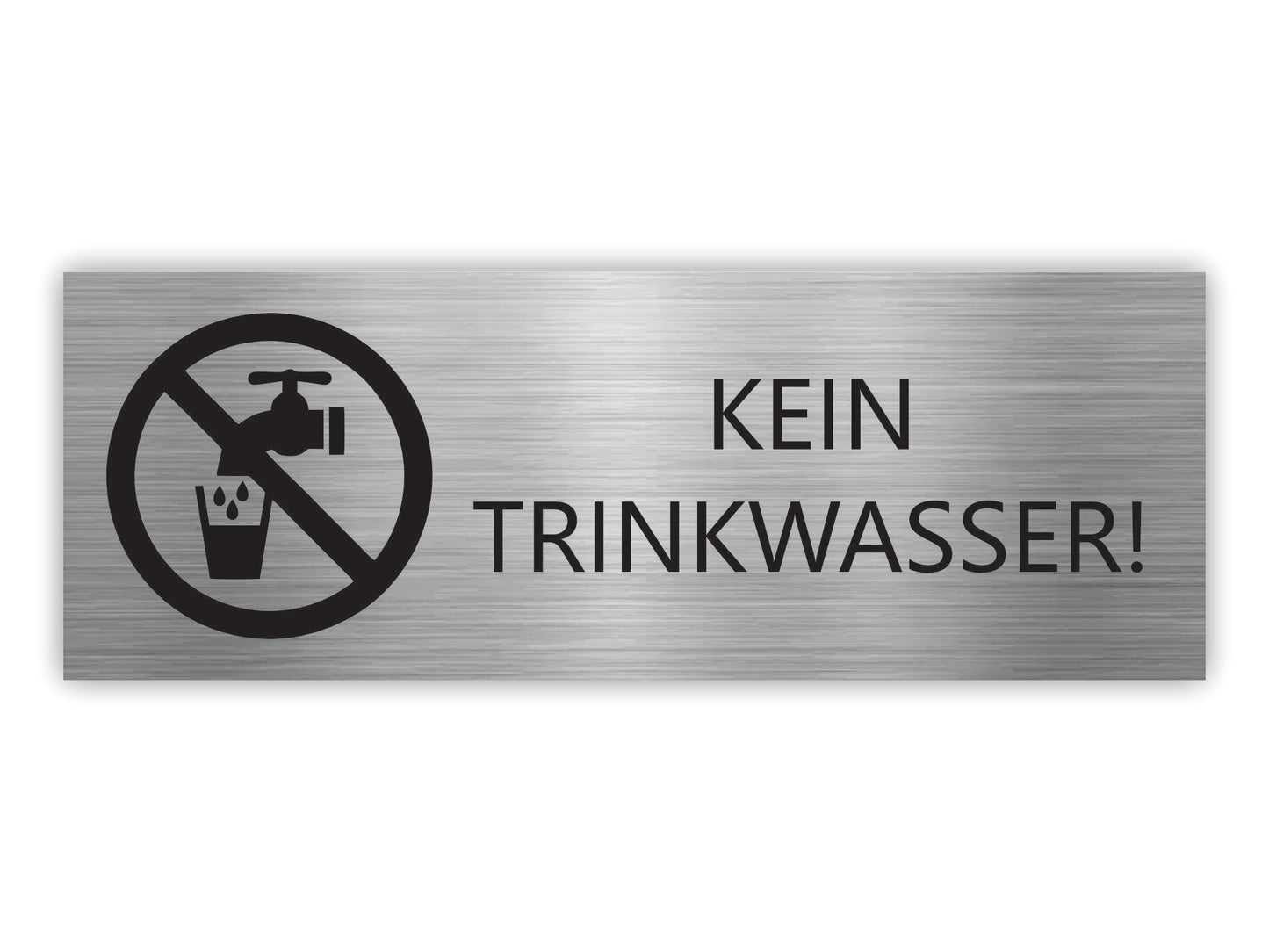 "Kein Trinkwasser" Schild aus Edelstahl (70x25mm) | Warnschild graviert & selbstklebend