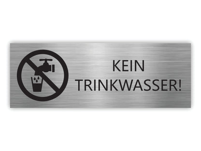 "Kein Trinkwasser" Schild aus Edelstahl (70x25mm) | Warnschild graviert & selbstklebend
