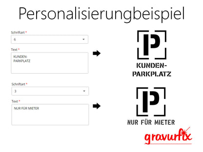 Schablone "Parkplatz nur für Mieter" personalisiert