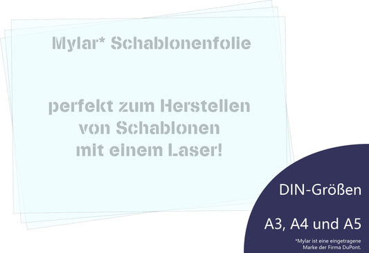 Mylar Polyesterfolie Schablonenfolie 0,35mm DIN-Größen A5 A4 A3 für Laser