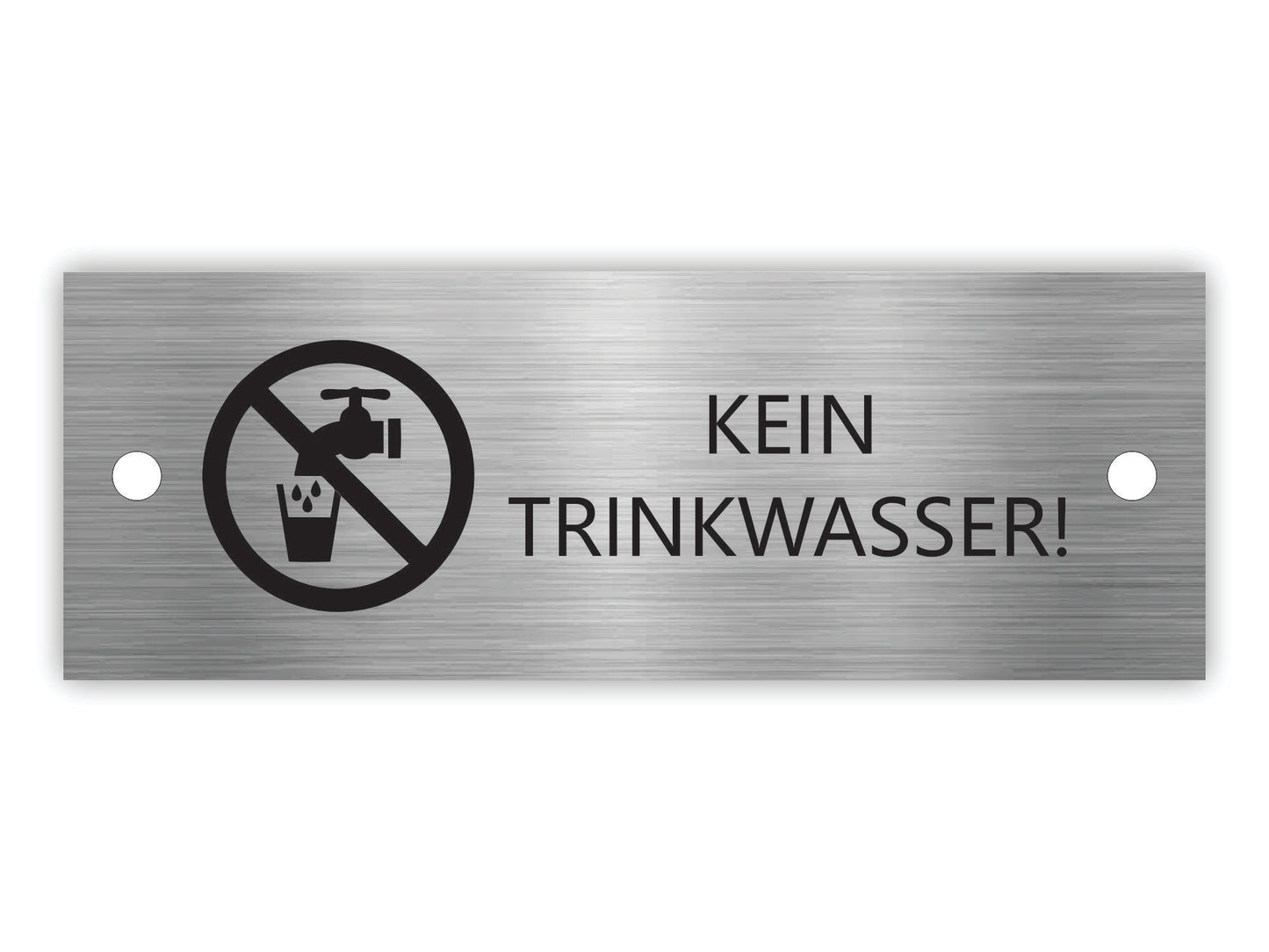 Graviertes Edelstahlschild "Kein Trinkwasser" (70x25mm) mit Piktogramm