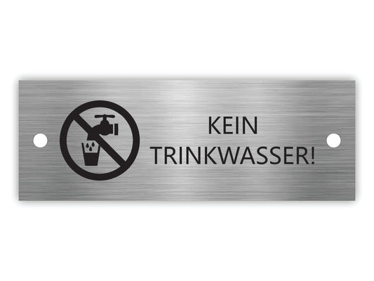 Graviertes Edelstahlschild "Kein Trinkwasser" (70x25mm) mit Piktogramm