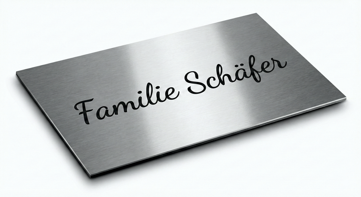 Namensschild 70x40 mm | auch in Edelstahl-Optik gebürstet | Individuelle Lasergravur