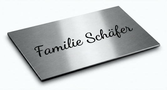 Namensschild 70x40 mm | auch in Edelstahl-Optik gebürstet | Individuelle Lasergravur