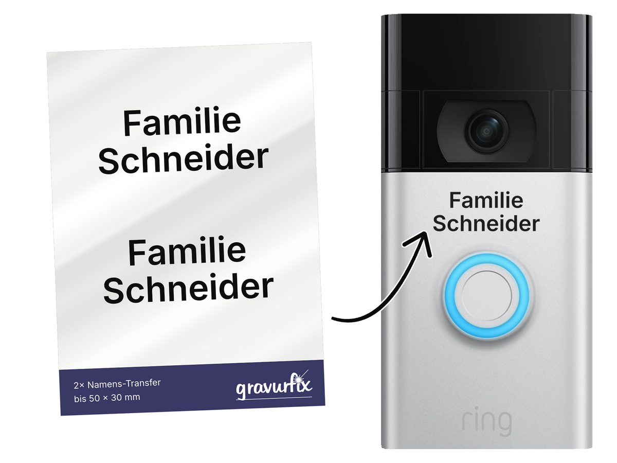 Namens-Transfer für Videoklingeln – dein Name ohne Folienrand