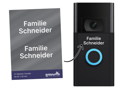 Namens-Transfer für Videoklingeln – dein Name ohne Folienrand