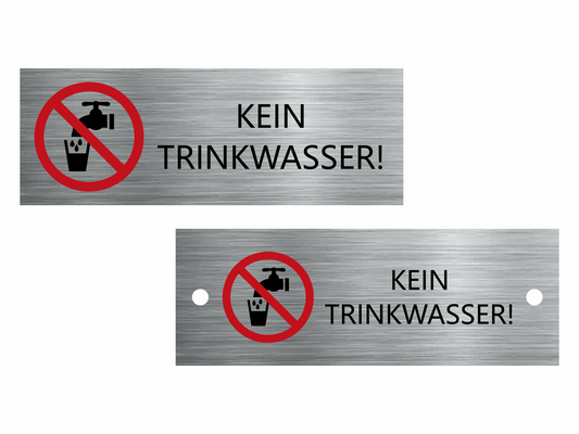 Kein Trinkwasser Schild aus Edelstahl (70x25mm) | Warnschild rot/schwarz | wetterfest, selbstklebend oder mit Bohrlöchern