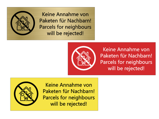 Schild - Hinweis Keine Annahme von Paketen für Nachbarn mehrsprachig