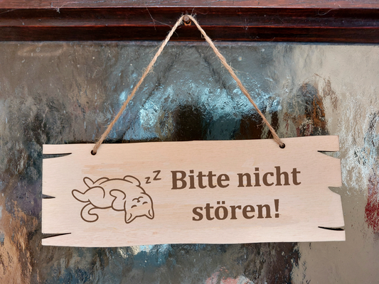 Türschild "Bitte nicht stören - Katze" aus Holz