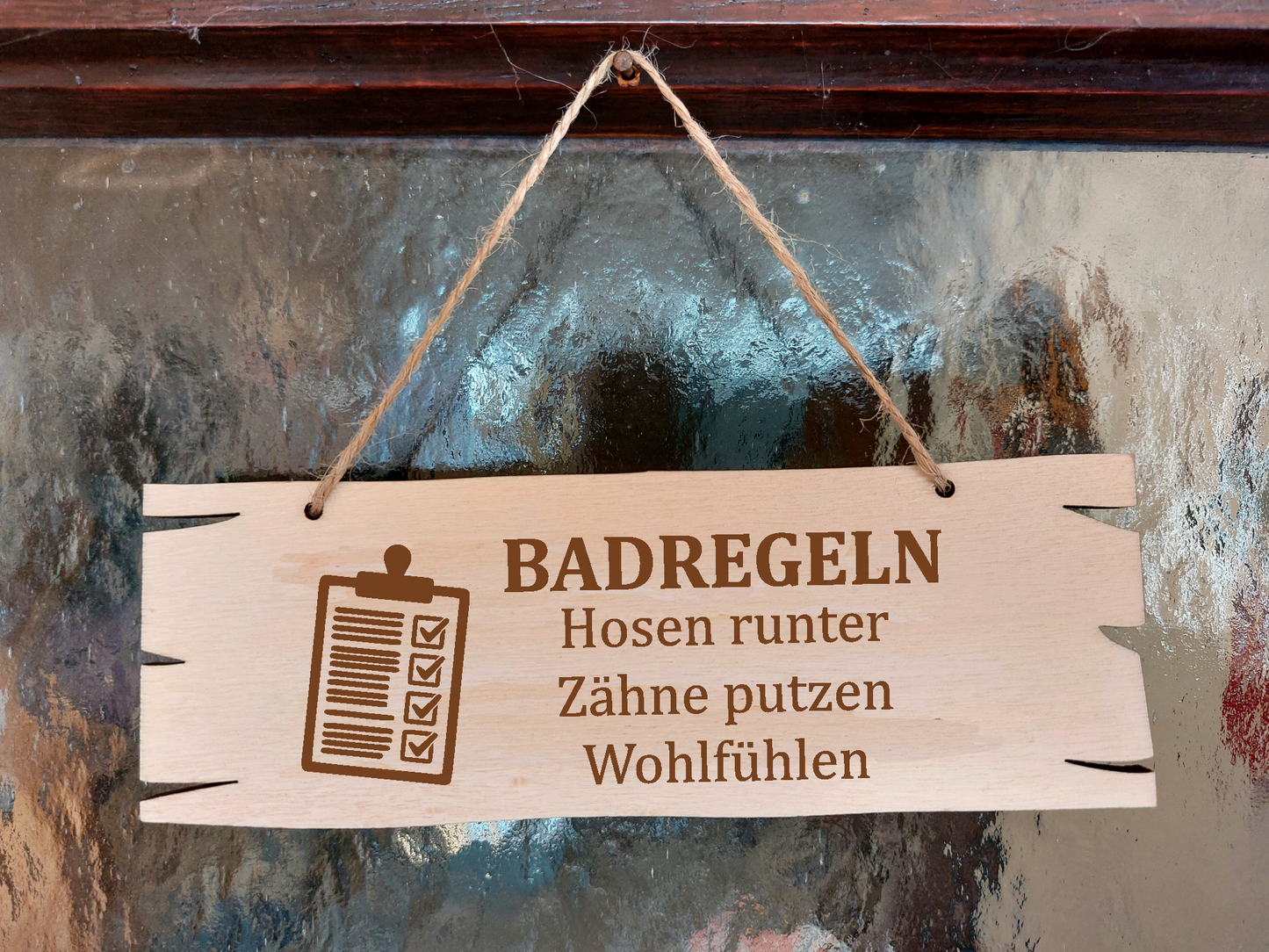 Türschild "Badregeln" aus Holz