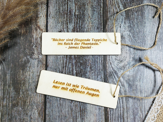 Lesezeichen aus Holz personalisiert
