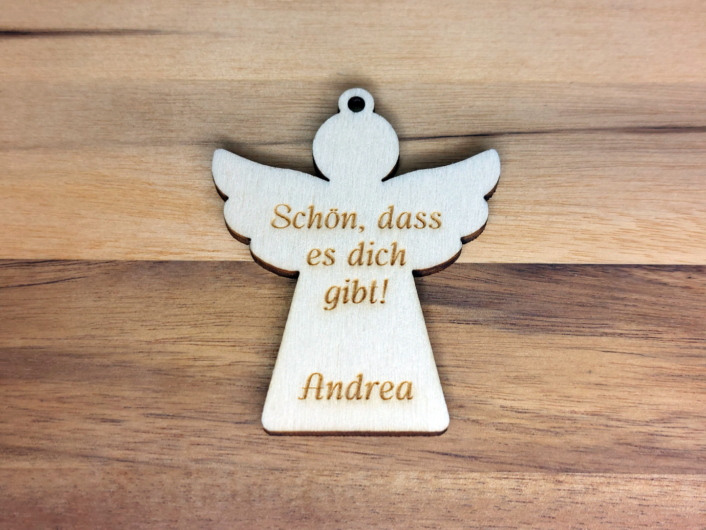 Schlüsselanhänger "Schutzengel" aus Holz personalisiert