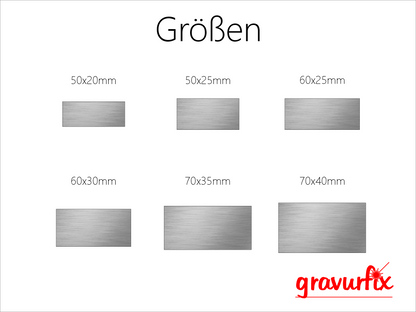 Pokalschilder in verschiedenen Größen und Farben mit Gravur personalisiert